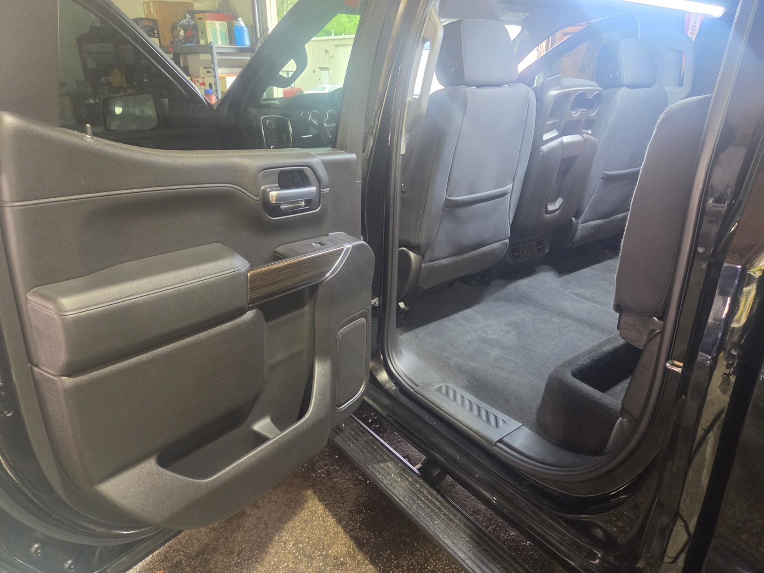 Freshly detailed Chevrolet truck rear cabin
